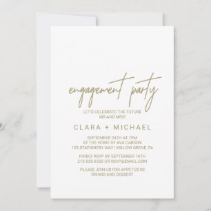 Invitation Partie d'engagement en calligraphie d'or de Whimsi