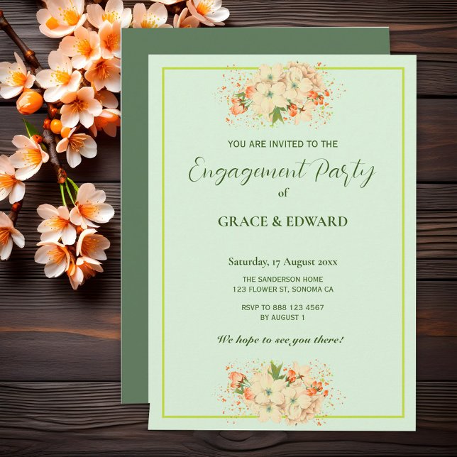 Invitation Partie d'engagement Fleurs de Cerisiers Roses (Créateur téléchargé)