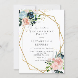 Invitation Partie d'engagement floral géométrique de la marin
