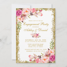 Partie d'engagement Floral Pink Gold Parties scint
