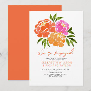 Invitation Partie d'engagement Florale rose chaud