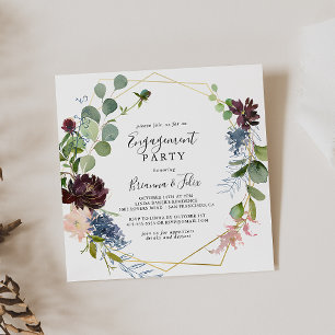 Invitation Partie d'engagement géométrique en or de Bourgogne