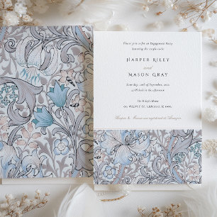 Invitation Partie d'engagement Golden Lily Elegant Pastel