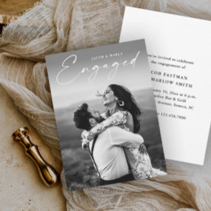 Invitation Partie d'engagement Mariage photo de script modern