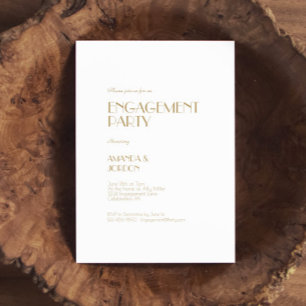 Invitation Partie d'engagement minimaliste Gold Modern Art Dé