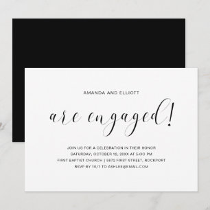 Invitation Partie d'engagement minimaliste simple noir et bla