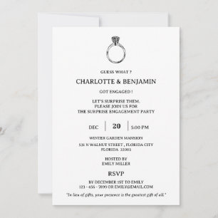 Invitation Partie d'engagement minimaliste surprise