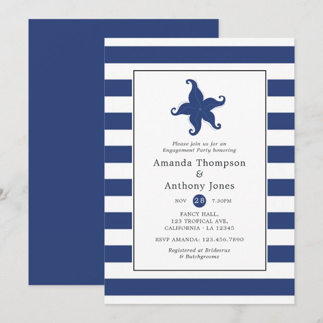 Invitation Partie d'engagement nautique (Devant / Derrière)