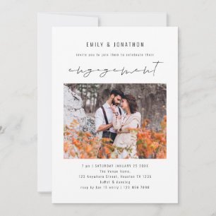 Invitation Partie d'engagement photo de script minimaliste