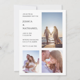 Invitation Partie d'engagement photo en noir et blanc moderne