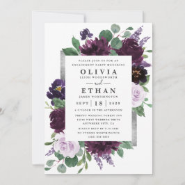 Invitation Partie d'engagement pour l'aquarelle violet et gri