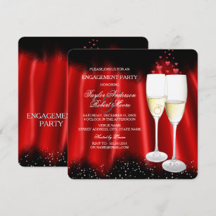 Invitation Partie d'engagement Red Black Champagne Anneau Coe