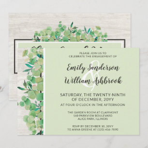 Invitation Partie d'engagement Russe en bois et feuille d'euc