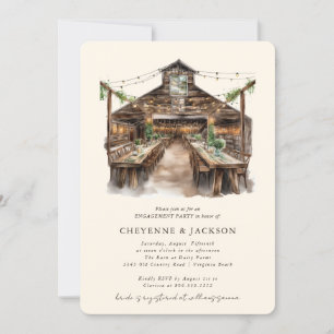 Invitation Partie d'engagement Russe Wood and String Lights