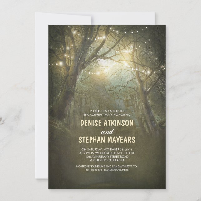 Invitation Partie d'engagement Russe Woodland String Lights (Devant)