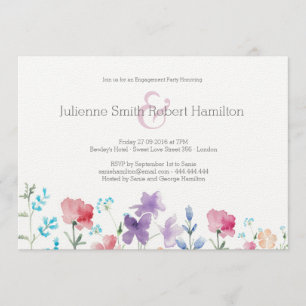 Invitation Partie d'engagement Rustique Floral Watercolor