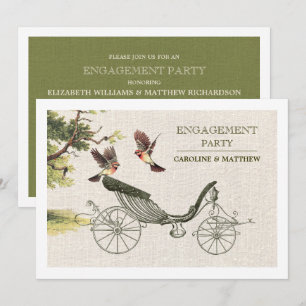 Invitation Partie d'engagement Texture Burlap d'Art vintage
