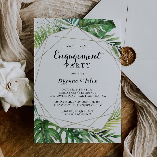 Invitation Partie d'engagement Tropical de destination géomét (Créateur téléchargé)