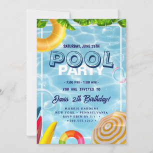 Invitation Partie du pool   Nage Anniversaire