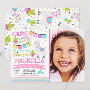 Invitation Partie entière d'amusement de lama d'invitation