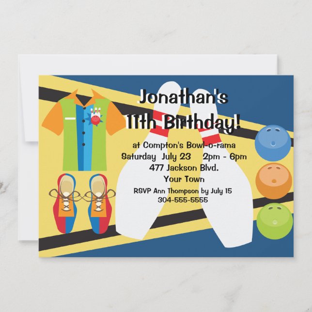 Invitation Partie faite sur commande de bowling (Devant)
