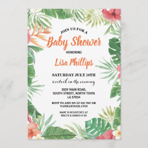 Invitation Partie florale tropicale d'invitation de baby