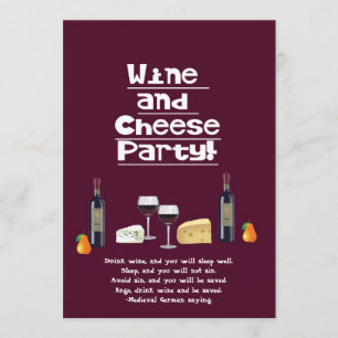 Invitation Partie-Fromage de vin et de fromage, bouteilles de