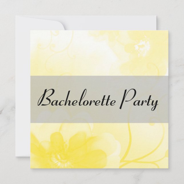 Invitation Partie jaune et grise chic de Bachelorette de (Devant)