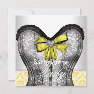 Invitation Partie jaune noire de Bachelorette de corset