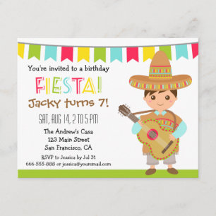 Invitation Partie mexicaine colorée d'anniversaire de enfant