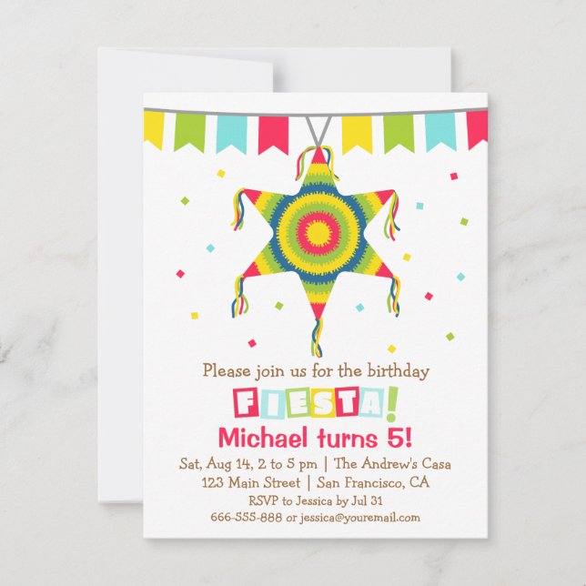 Invitation Partie mexicaine d'anniversaire de enfant de (Devant)