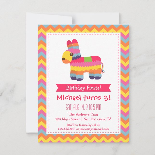 Invitation Partie mexicaine d'anniversaire de enfant de (Devant)