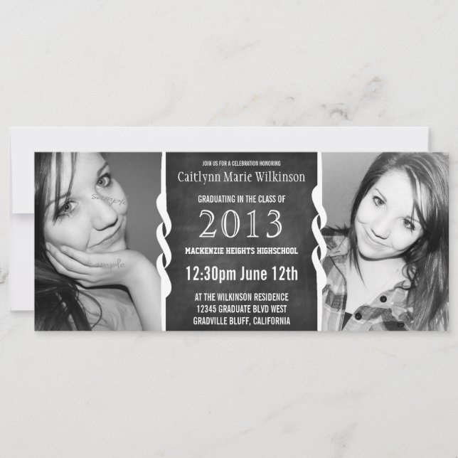 Invitation Partie moderne de diplômé de photo du tableau 2 de (Devant)