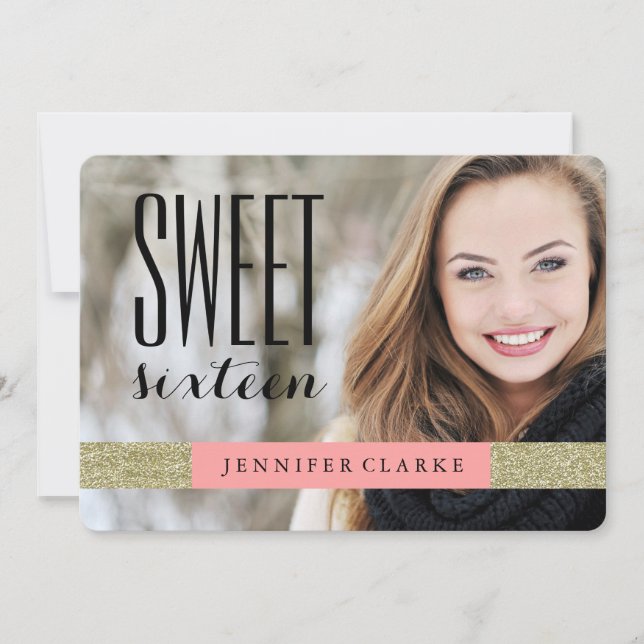 INVITATION PARTIE MODERNE DE SWEET SIXTEEN DE CORAIL DES (Devant)