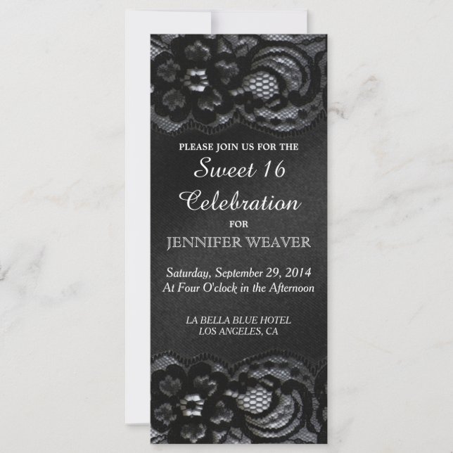 Invitation Partie noire de célébration du bonbon 16 à (Devant)