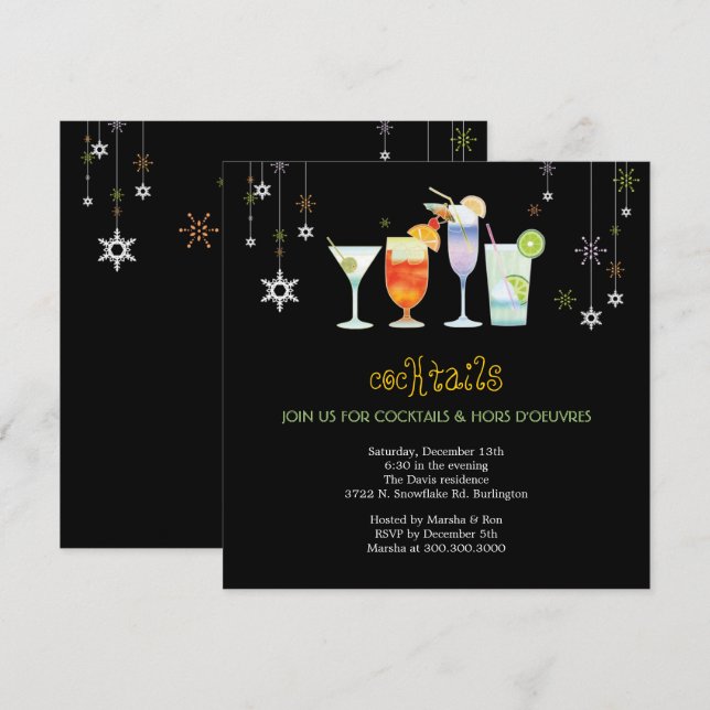 Invitation Partie noire impertinente en verre de cocktail de (Devant / Derrière)