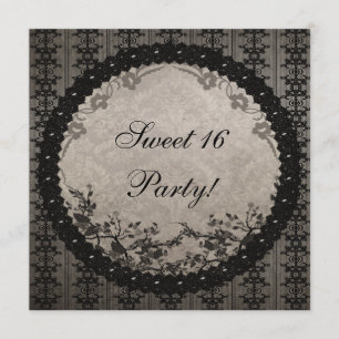 Invitation Partie noire vintage du bonbon 16 à dentelle et à