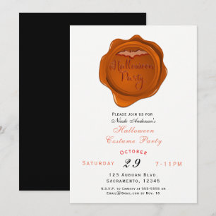 Invitation Partie orange de costume de Halloween de joint de