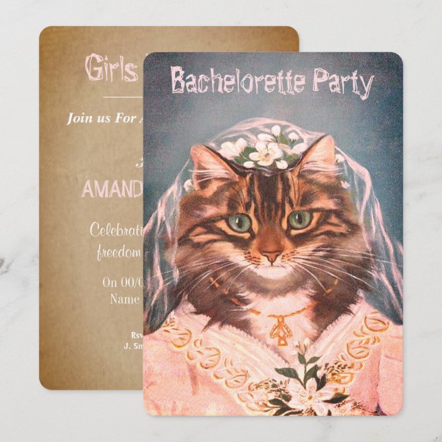 Invitation Partie personnalisée de bachelorette, douche (Devant / Derrière)