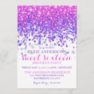Invitation Partie pourpre rose de sweet sixteen de parties