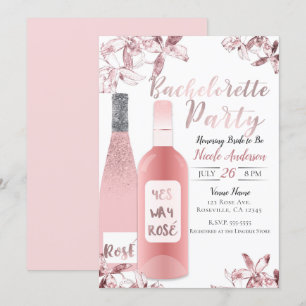 Invitation Partie rose de Bachelorette de fleurs de vin et