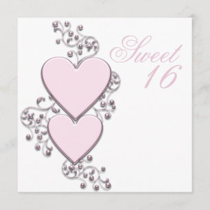 Invitation Partie rose du bonbon 16 à rose de coeur