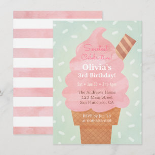 Invitation Partie rose pour aquarelle d'anniversaire de
