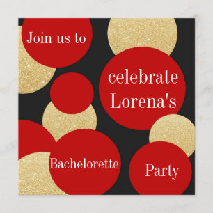 Invitation Partie rouge chic féminine de Bachelorette d'or de
