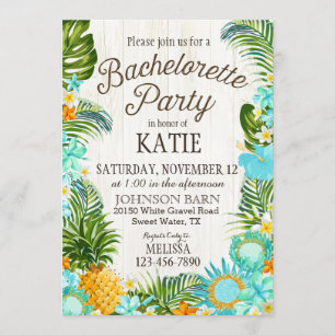 Invitation Partie rustique de Bachelorette de plage de Luau