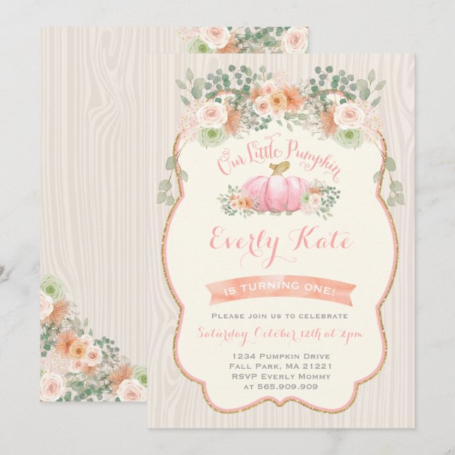 Invitation Partie rustique de citrouille d'invitation (Devant / Derrière)