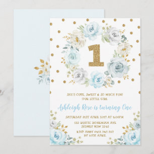 Invitation Partie sauvage anniversaire floral bleu