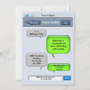 Invitation Partie Texte du téléphone portable