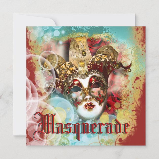 Invitation Partie vénitienne de mardi gras de mascarade de (Devant)