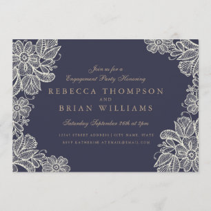 Invitation Partie vintage de l'engagement dentelle